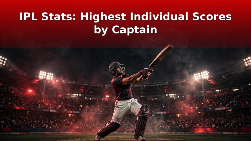 IPL Stats: Highest Individual Scores by Captain record chart with KL Rahul 132 not out